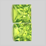 Peridot Square Cut Gem Lime Green Pakistan Natural Stones